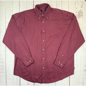 Timber Creek By Wrangler Long Sleeve Mens Button Down Shirt Size Large Burgundy
